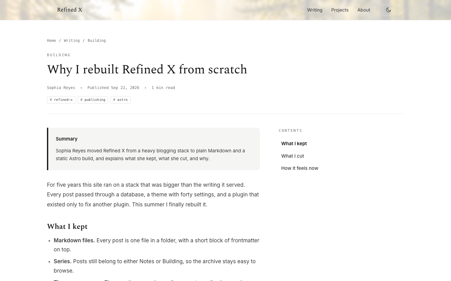 Refined X website template preview 3