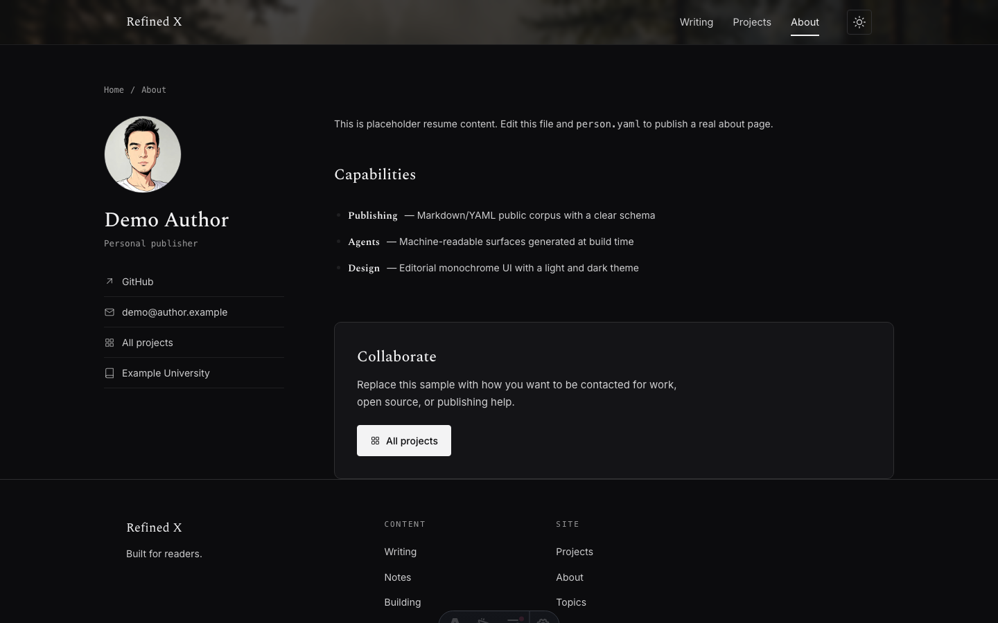 Refined X website template — page 5