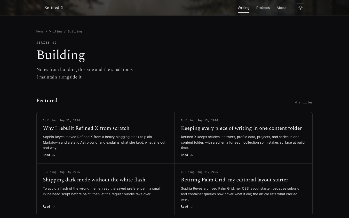 Refined X website template preview 7