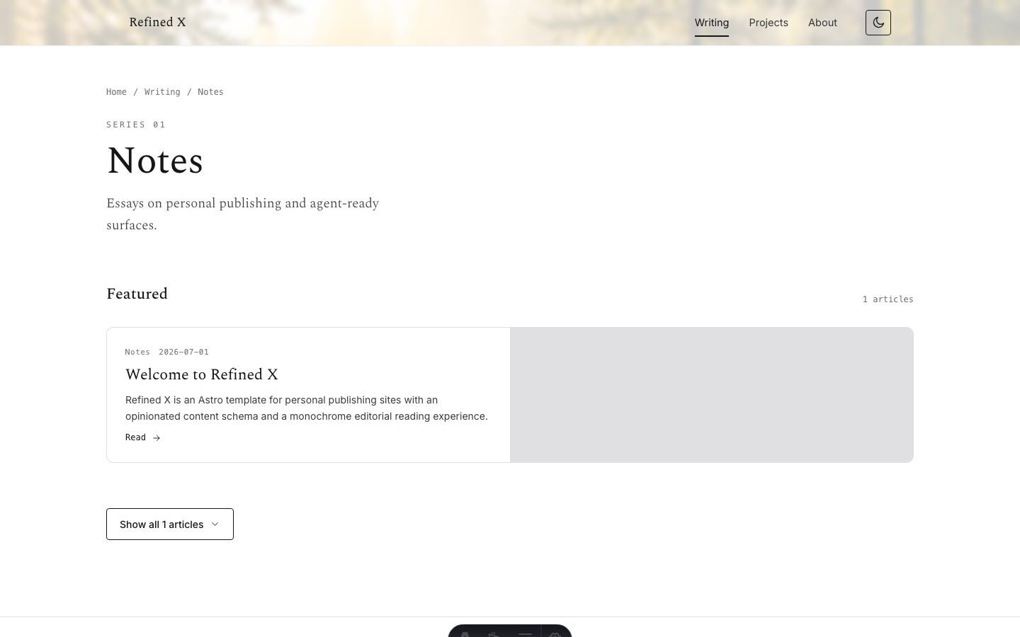 Refined X website template — page 8