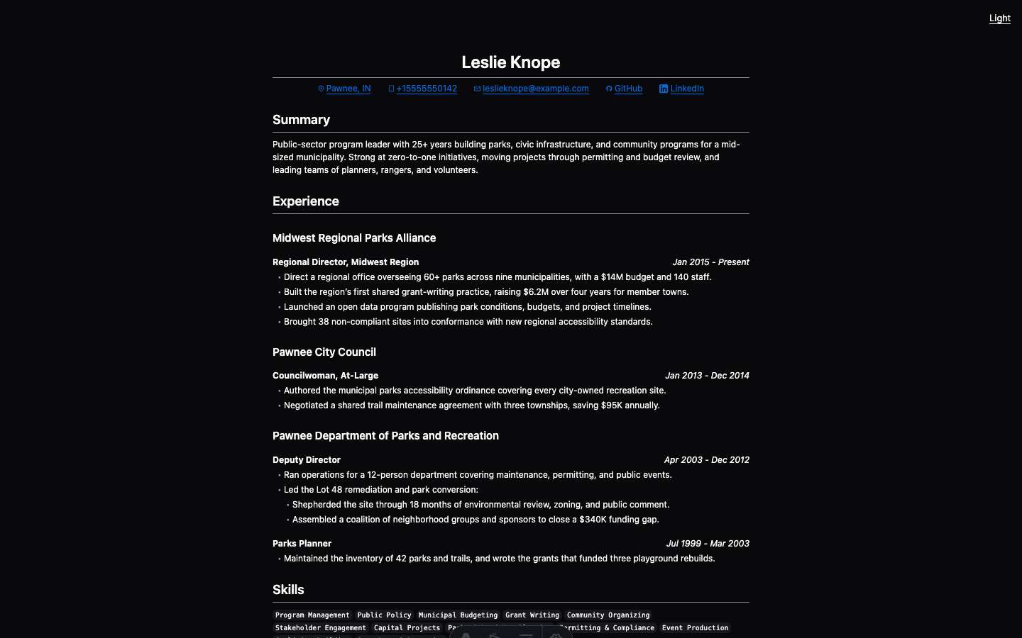 Resume Minimal website template — page 2