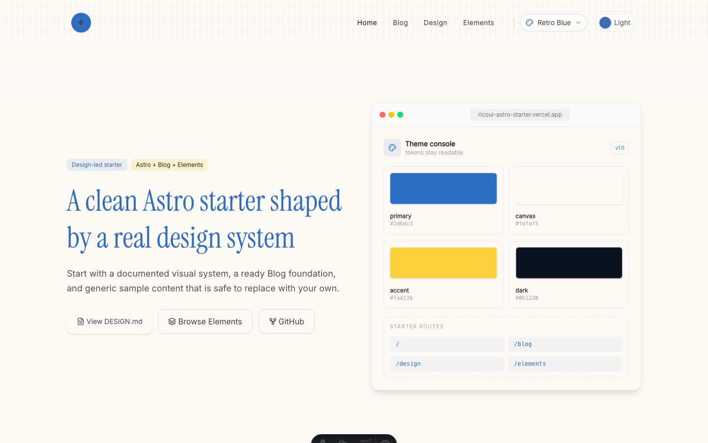 RicoUI Starter website template preview