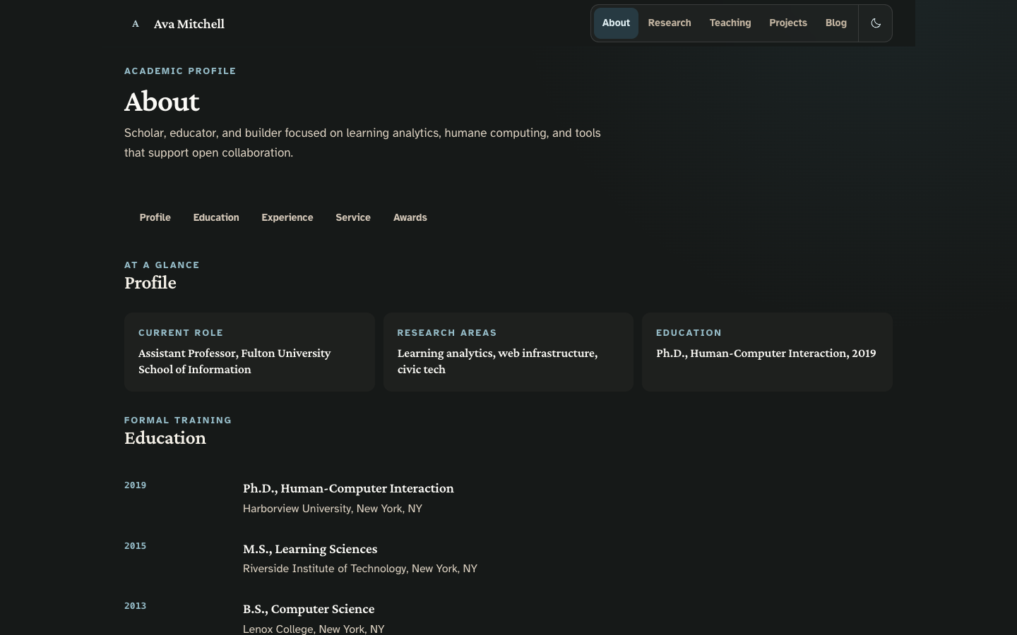 Scholars website template preview 3
