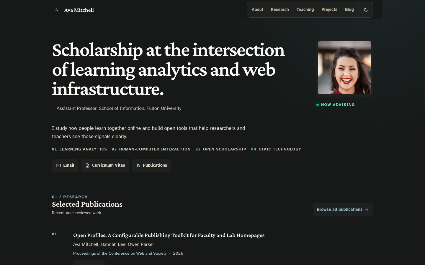 Scholars website template preview 2