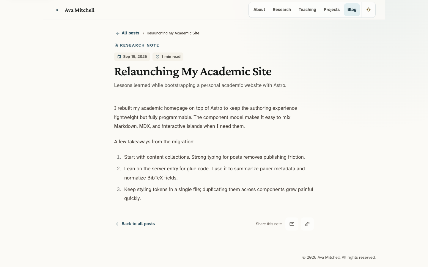 Scholars website template preview 4