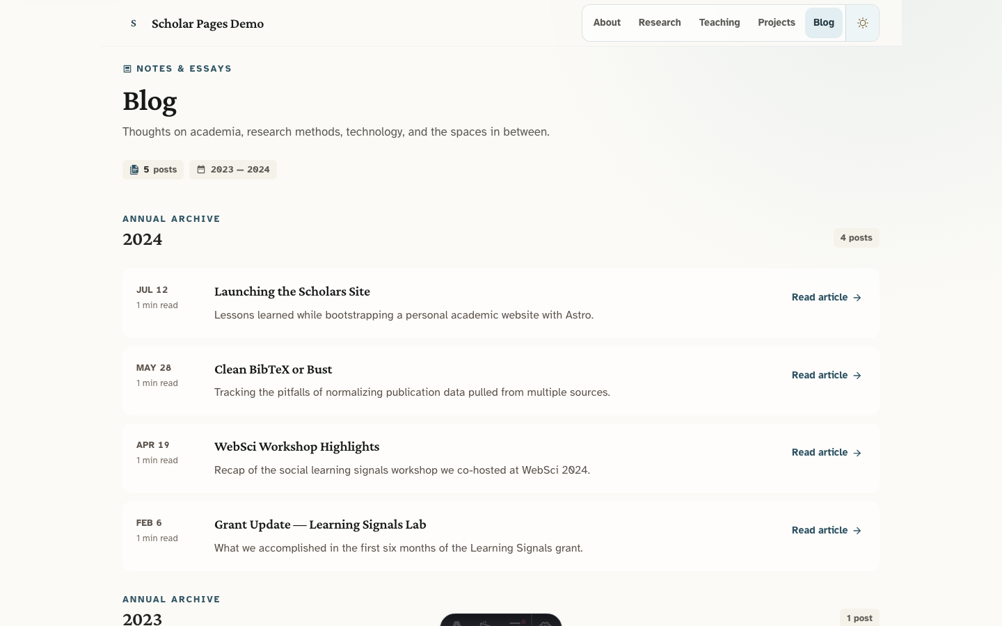 Scholars website template — page 5