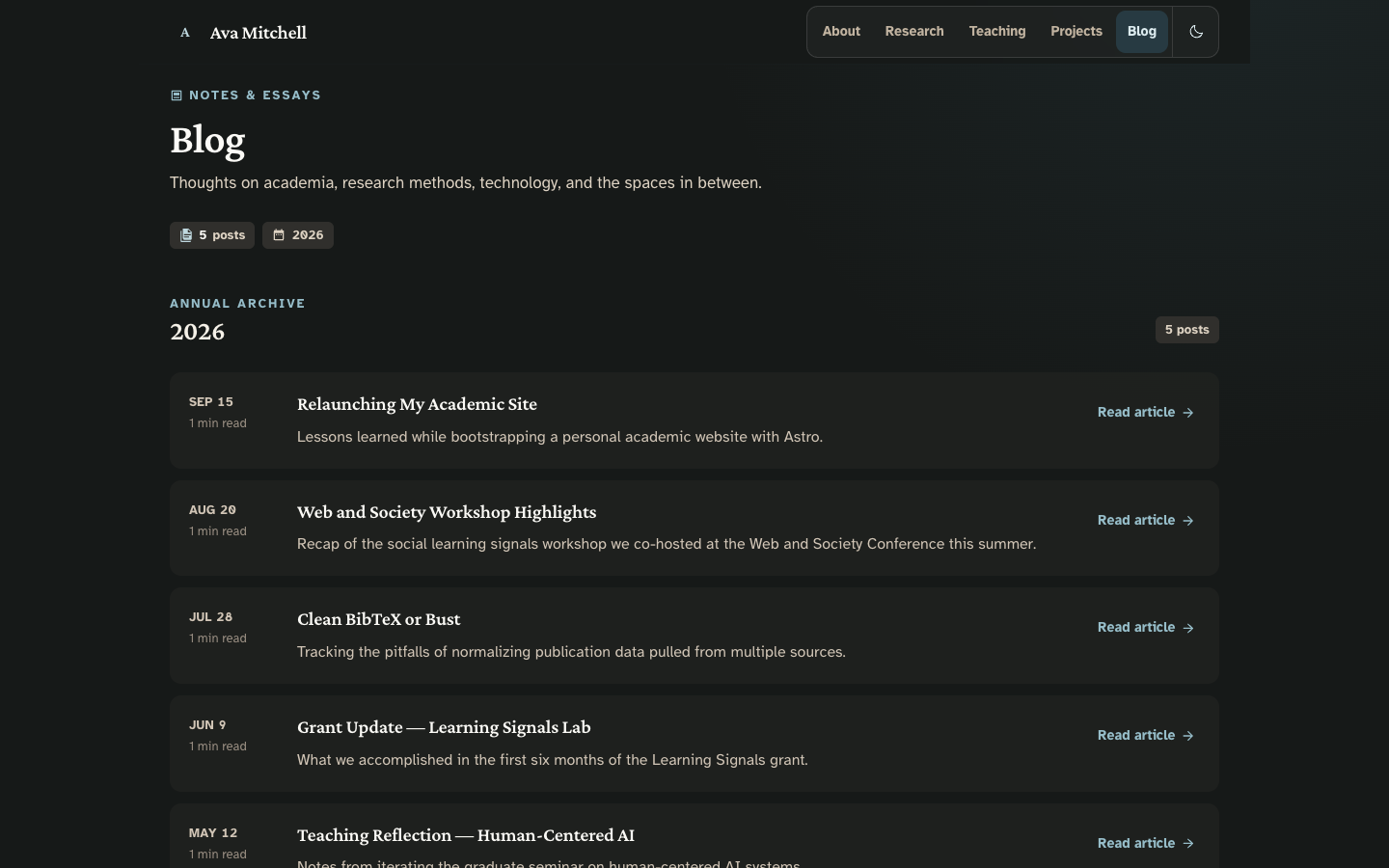 Scholars website template preview 5