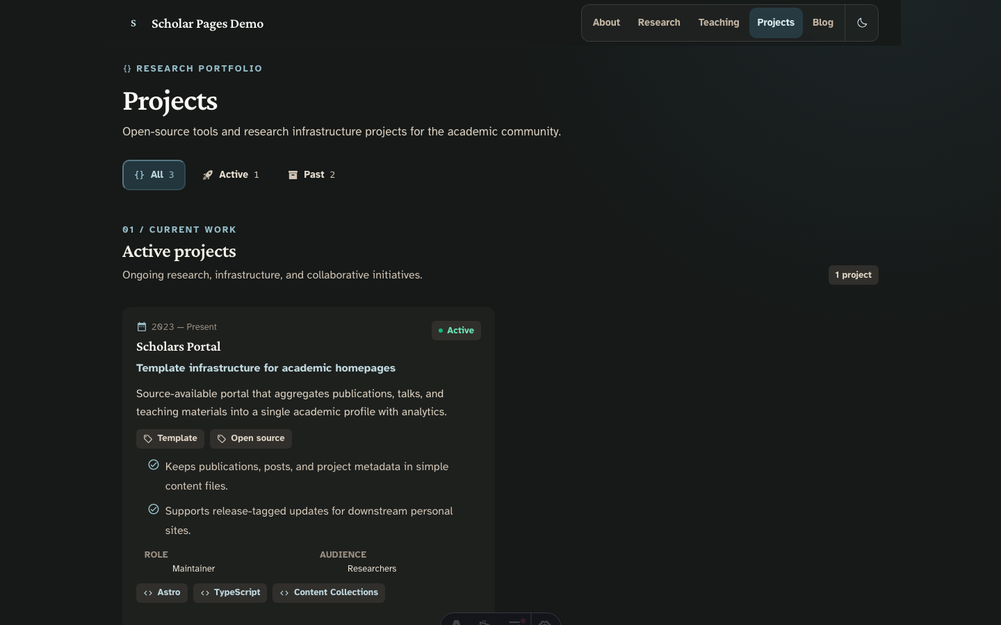 Scholars website template — page 8