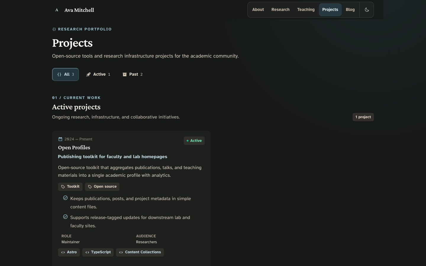 Scholars website template preview 8