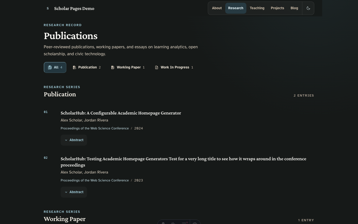 Scholars website template — page 9