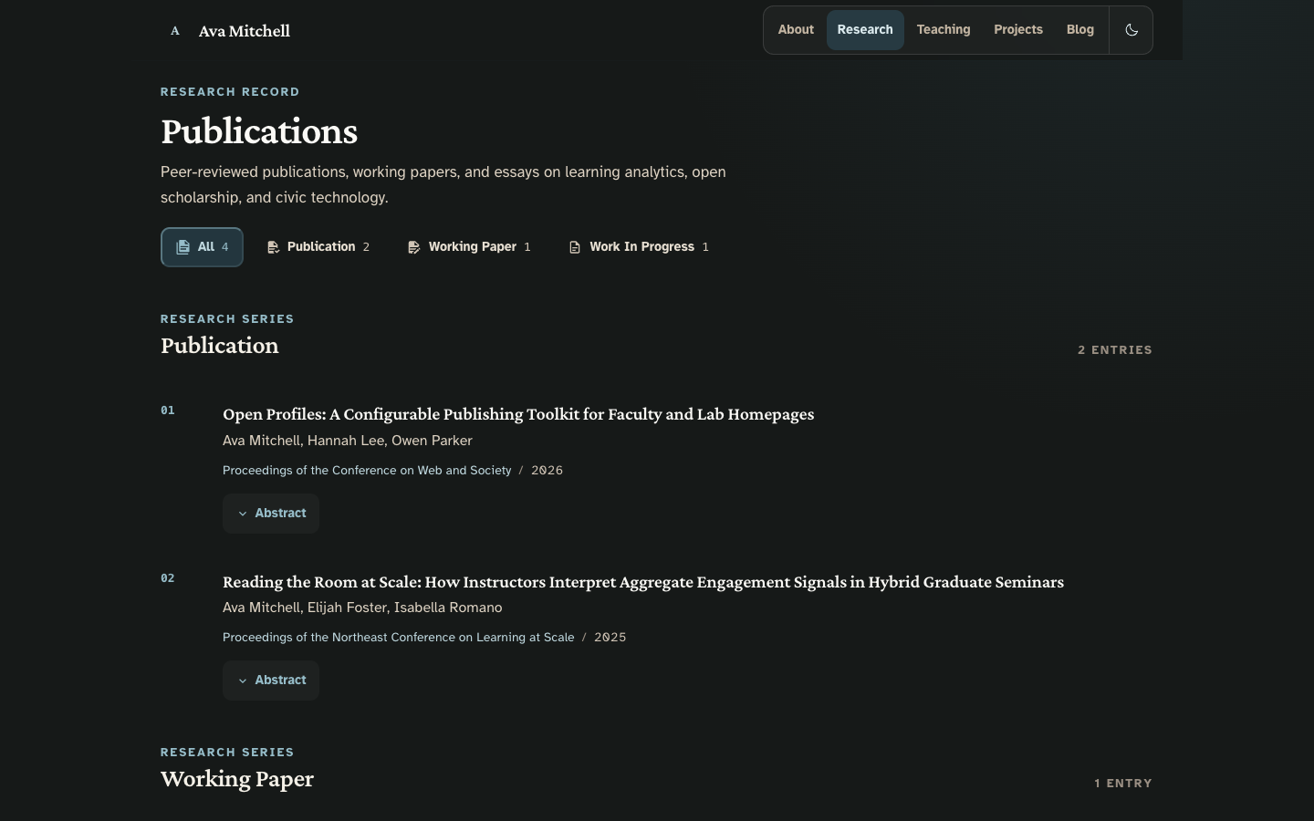 Scholars website template preview 9