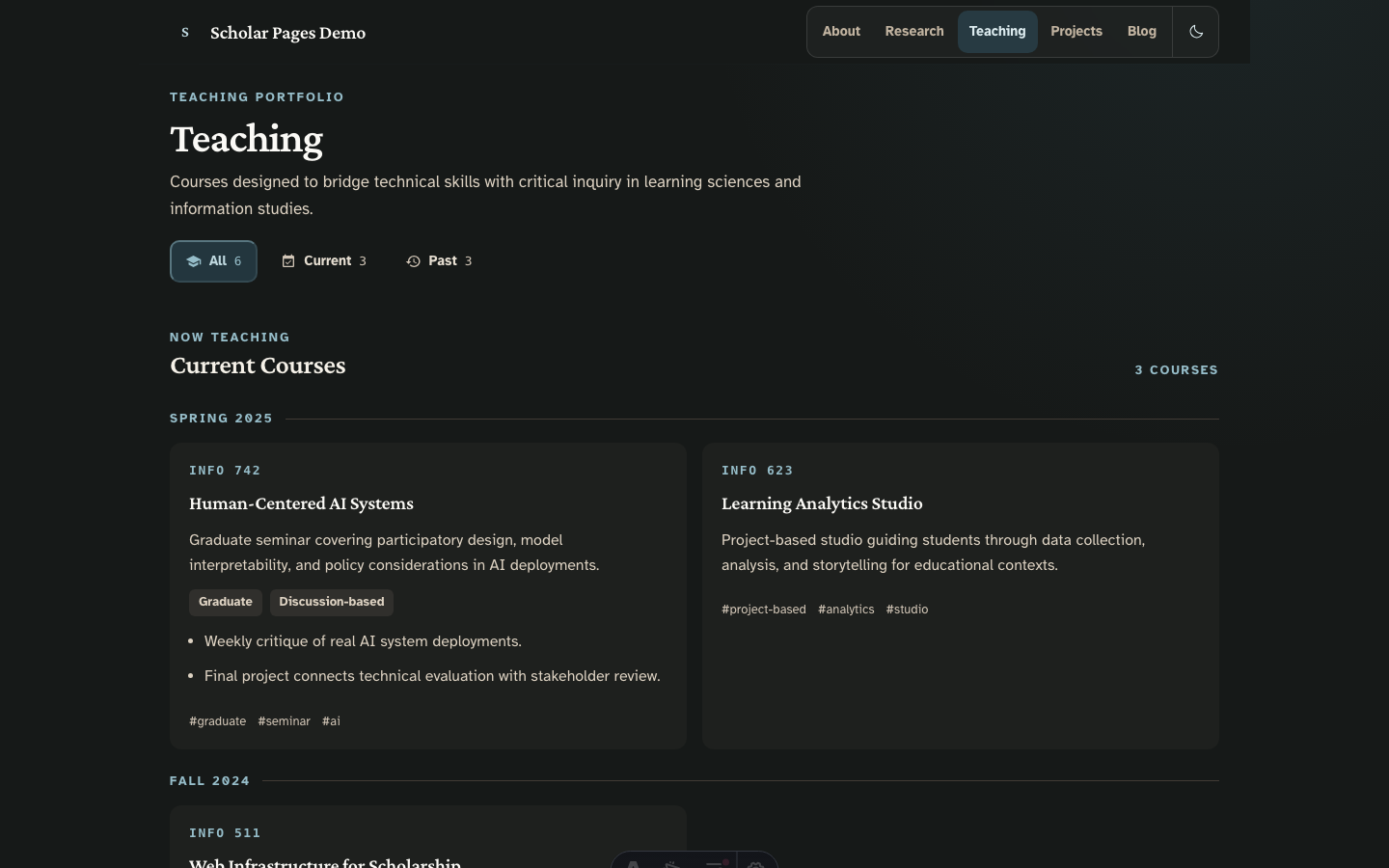 Scholars website template — page 10