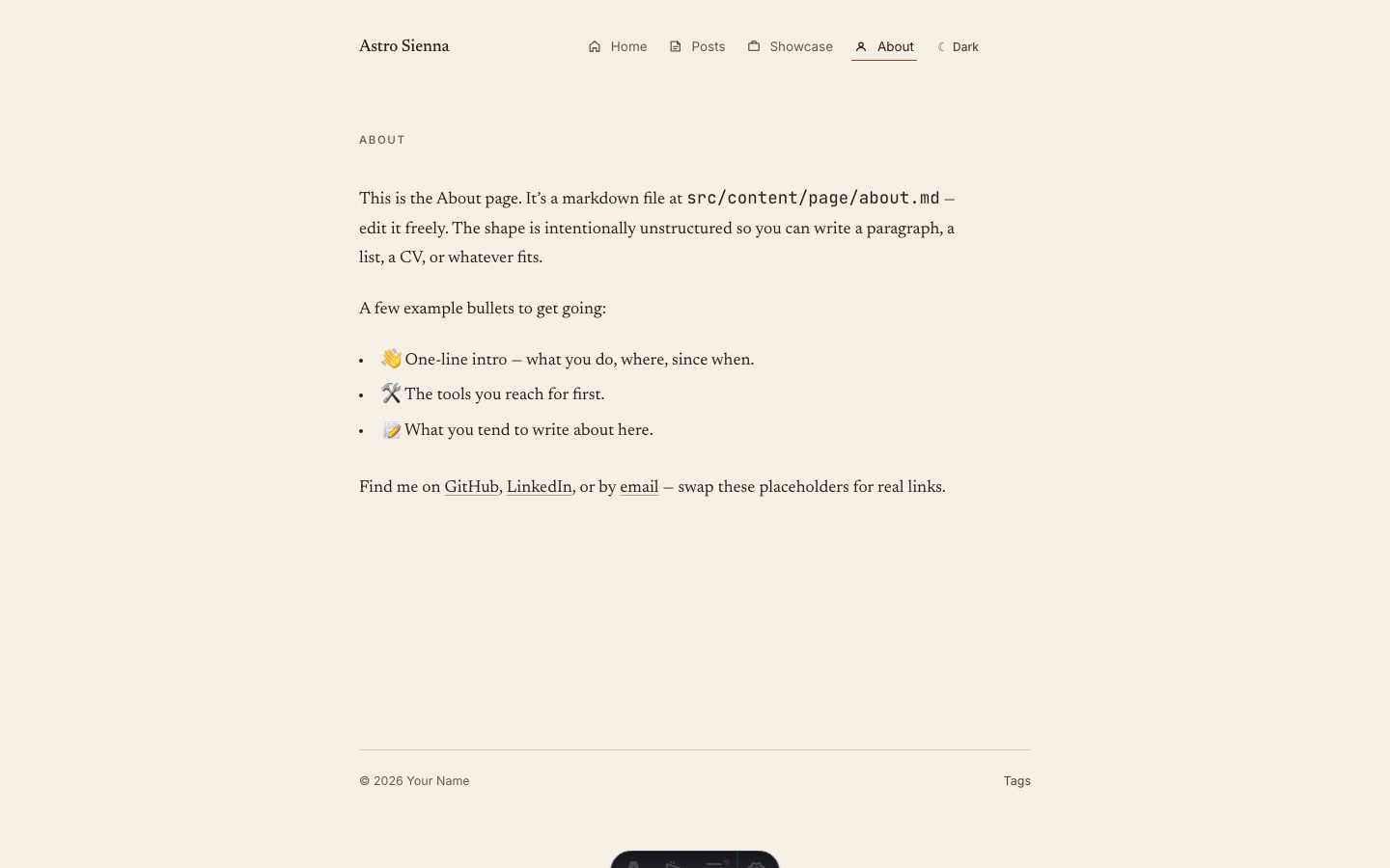 Astro Sienna website template — page 3
