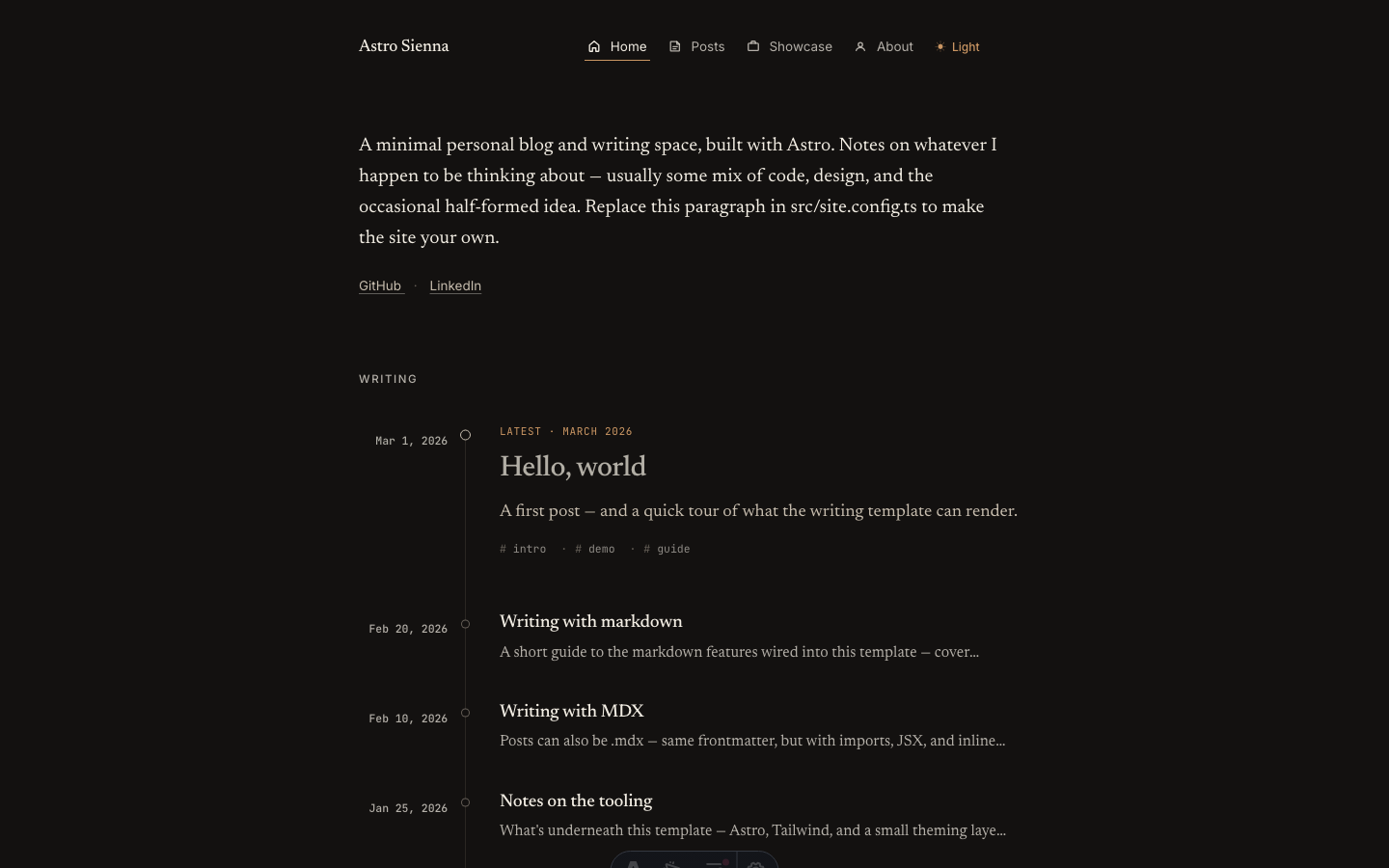 Astro Sienna website template — page 2