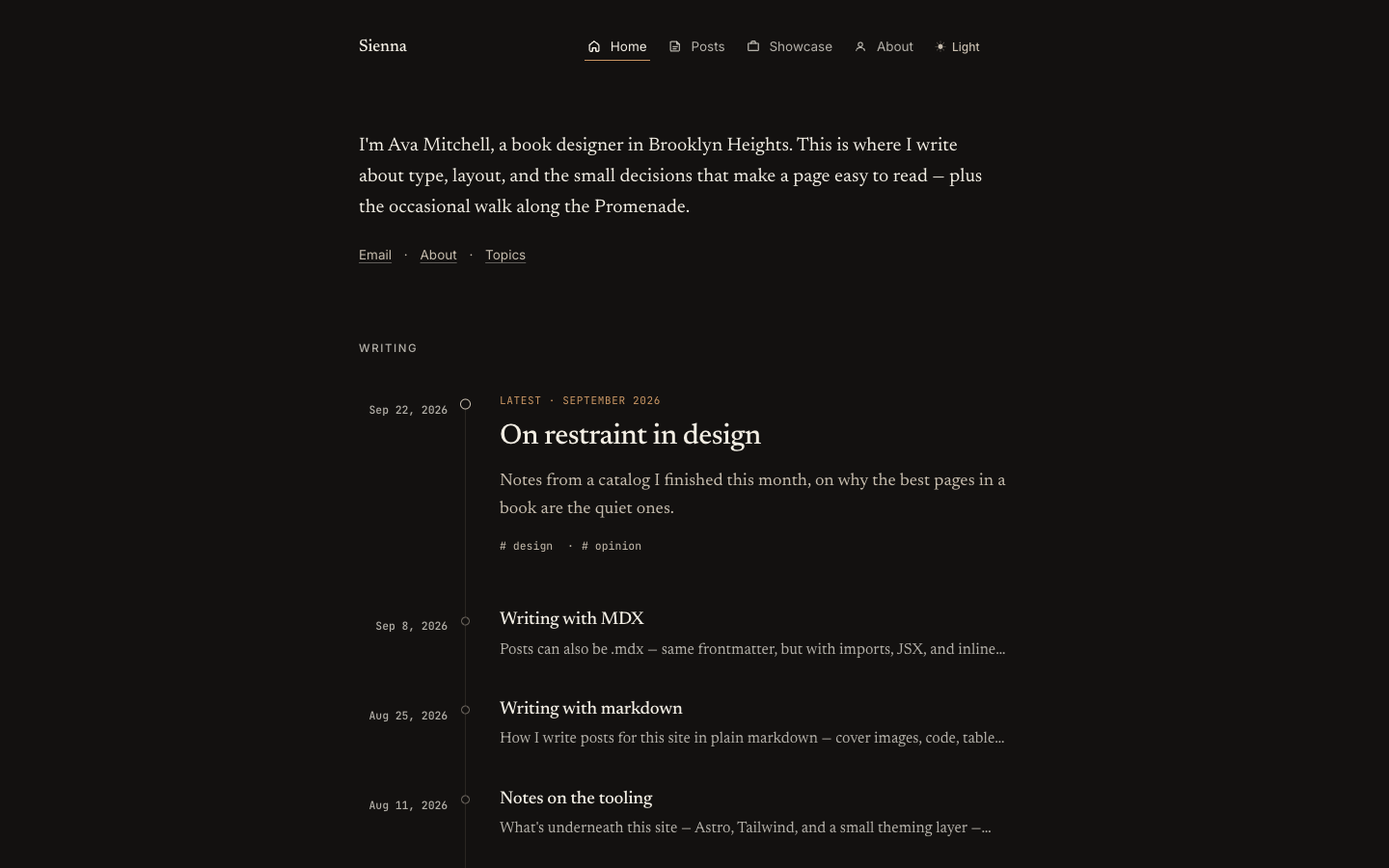 Astro Sienna website template preview 2