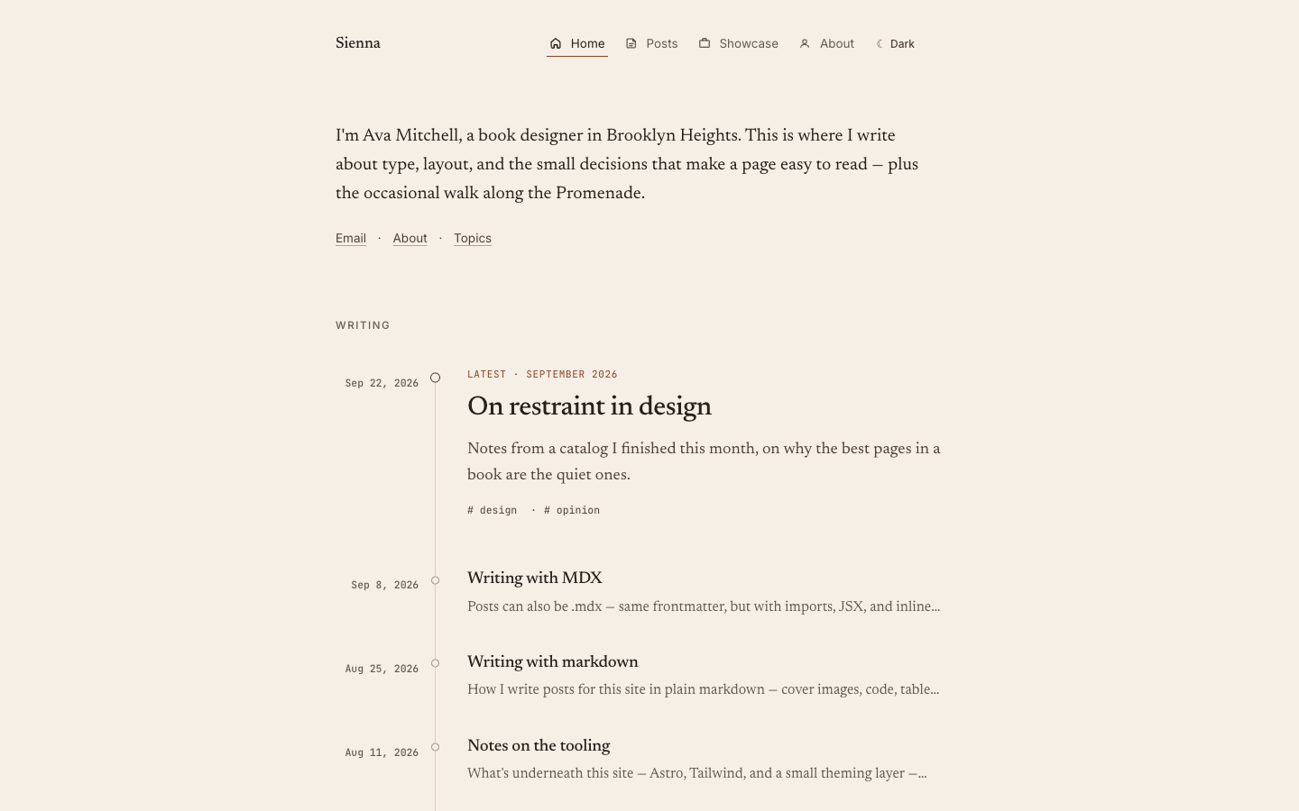 Astro Sienna website template preview