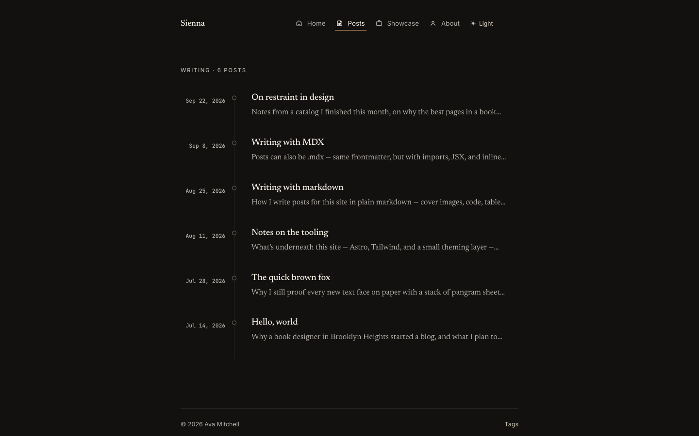 Astro Sienna website template preview 4
