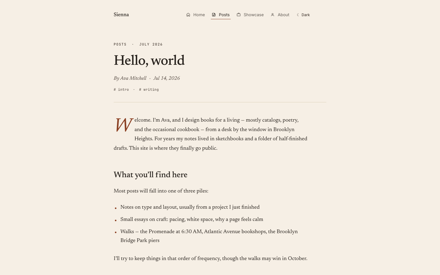 Astro Sienna website template preview 5