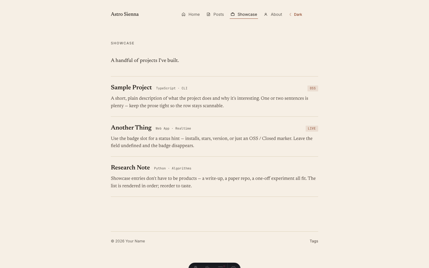 Astro Sienna website template — page 7