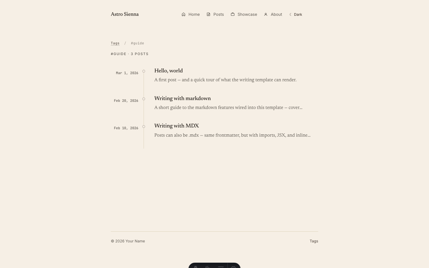 Astro Sienna website template — page 8