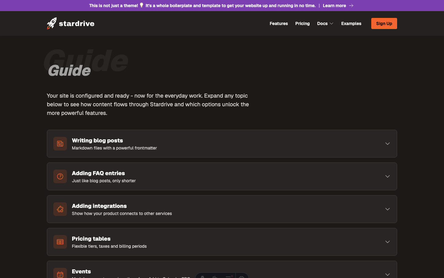 Astro Stardrive website template — page 4