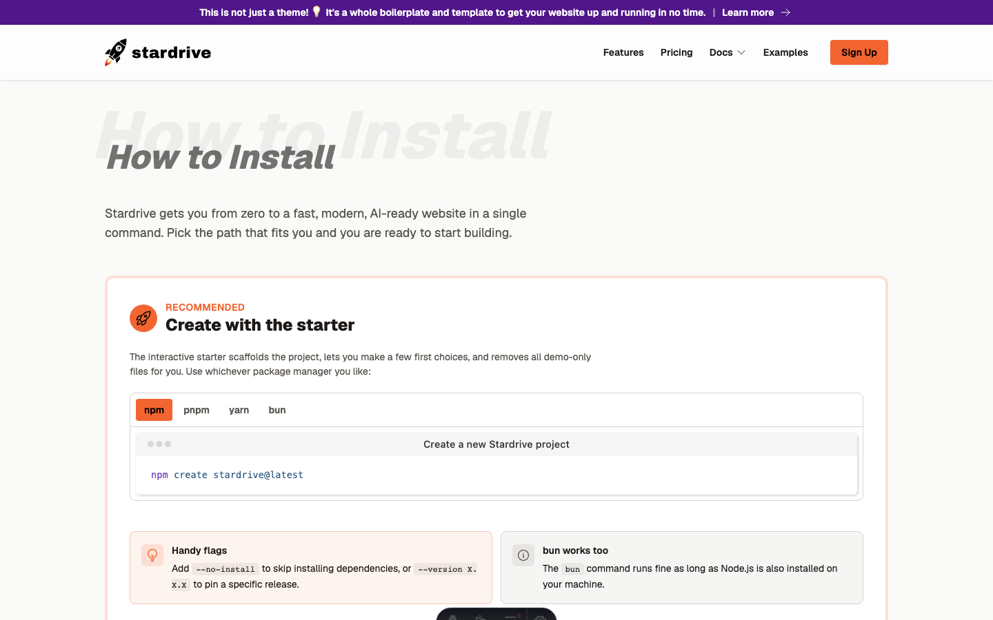 Astro Stardrive website template — page 5