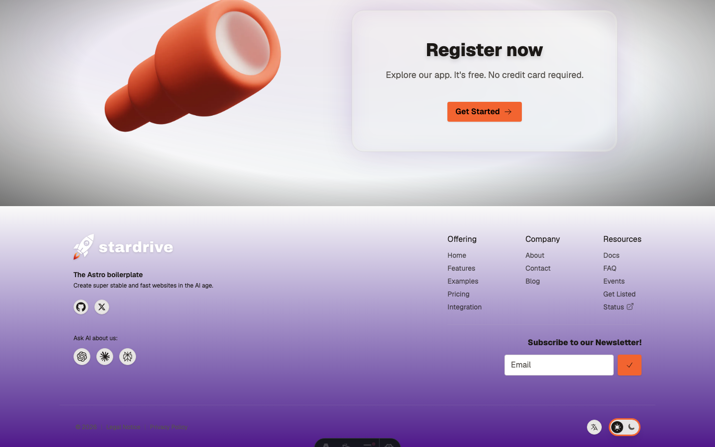 Astro Stardrive website template — page 6