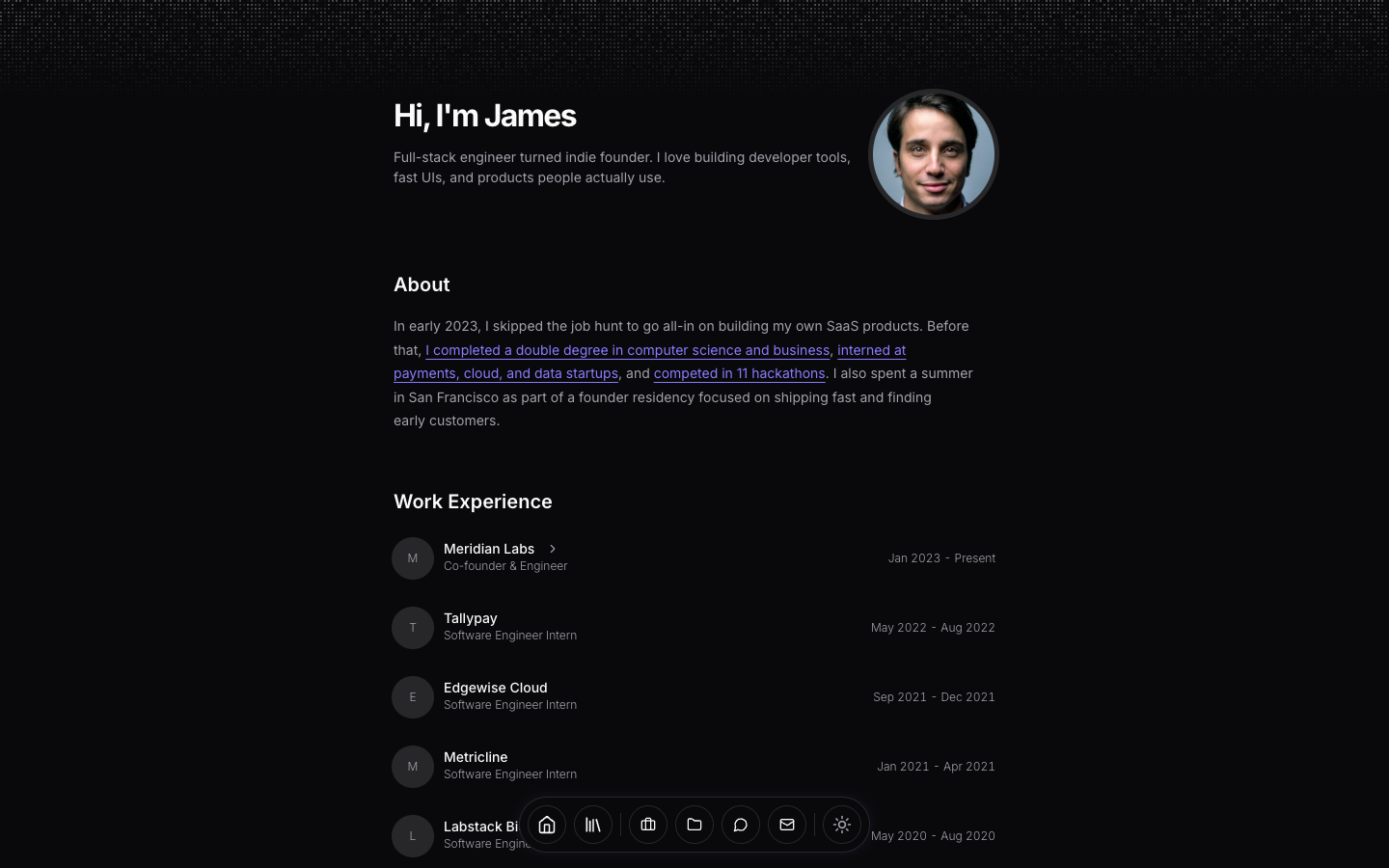 Starfolio website template preview 2