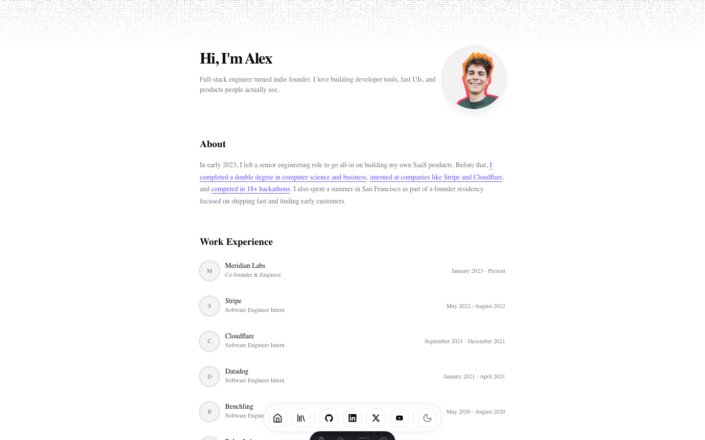 Starfolio website template preview