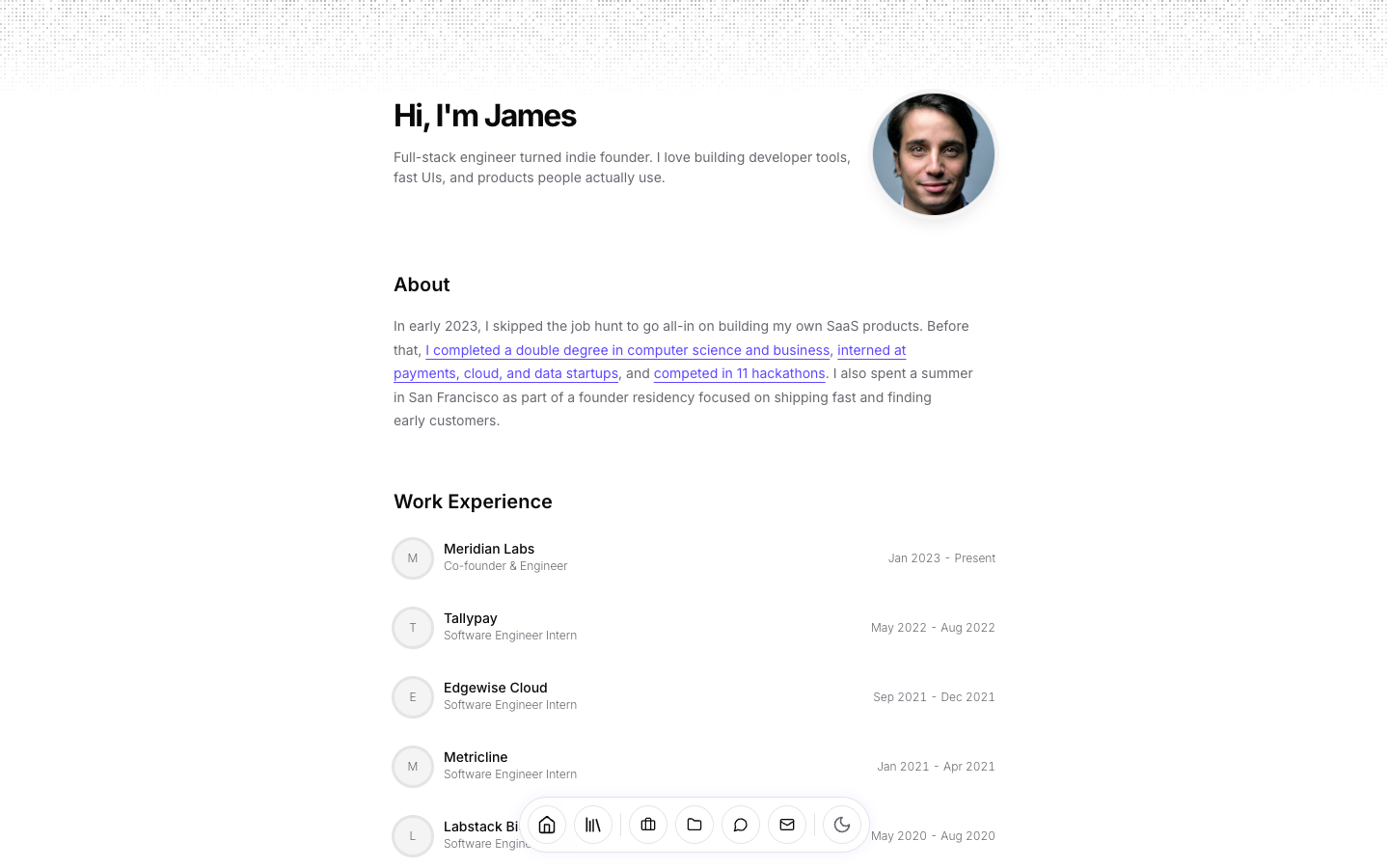 Starfolio website template preview