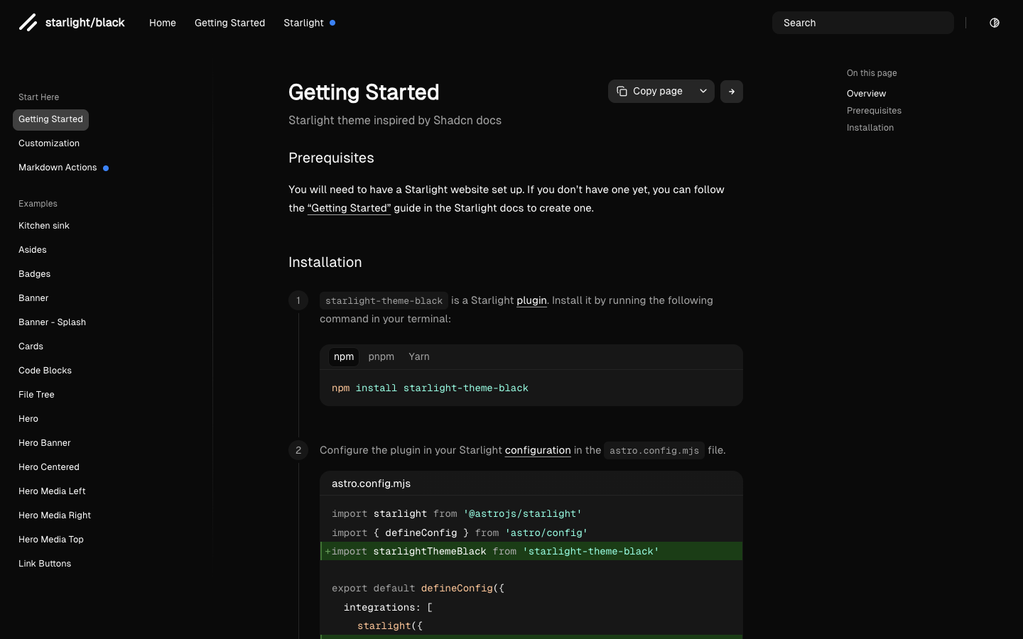 Starlight Black website template preview 8