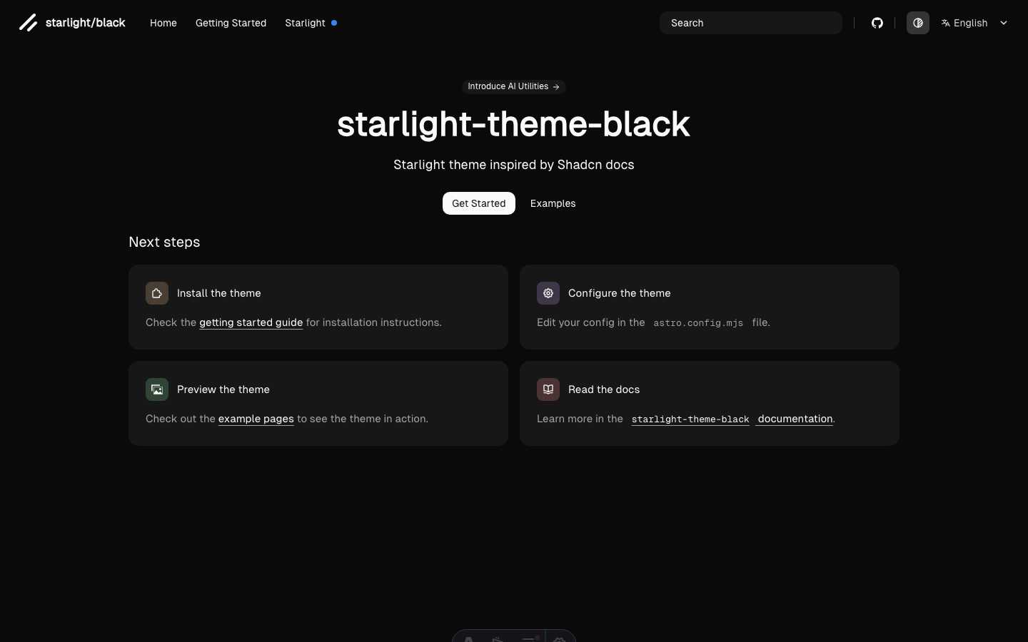 Starlight Black website template — page 2