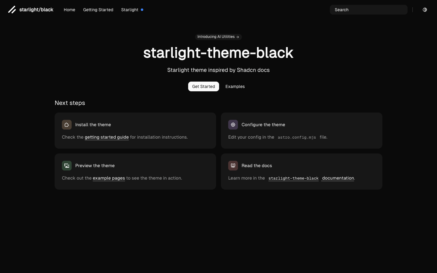 Starlight Black website template preview 2