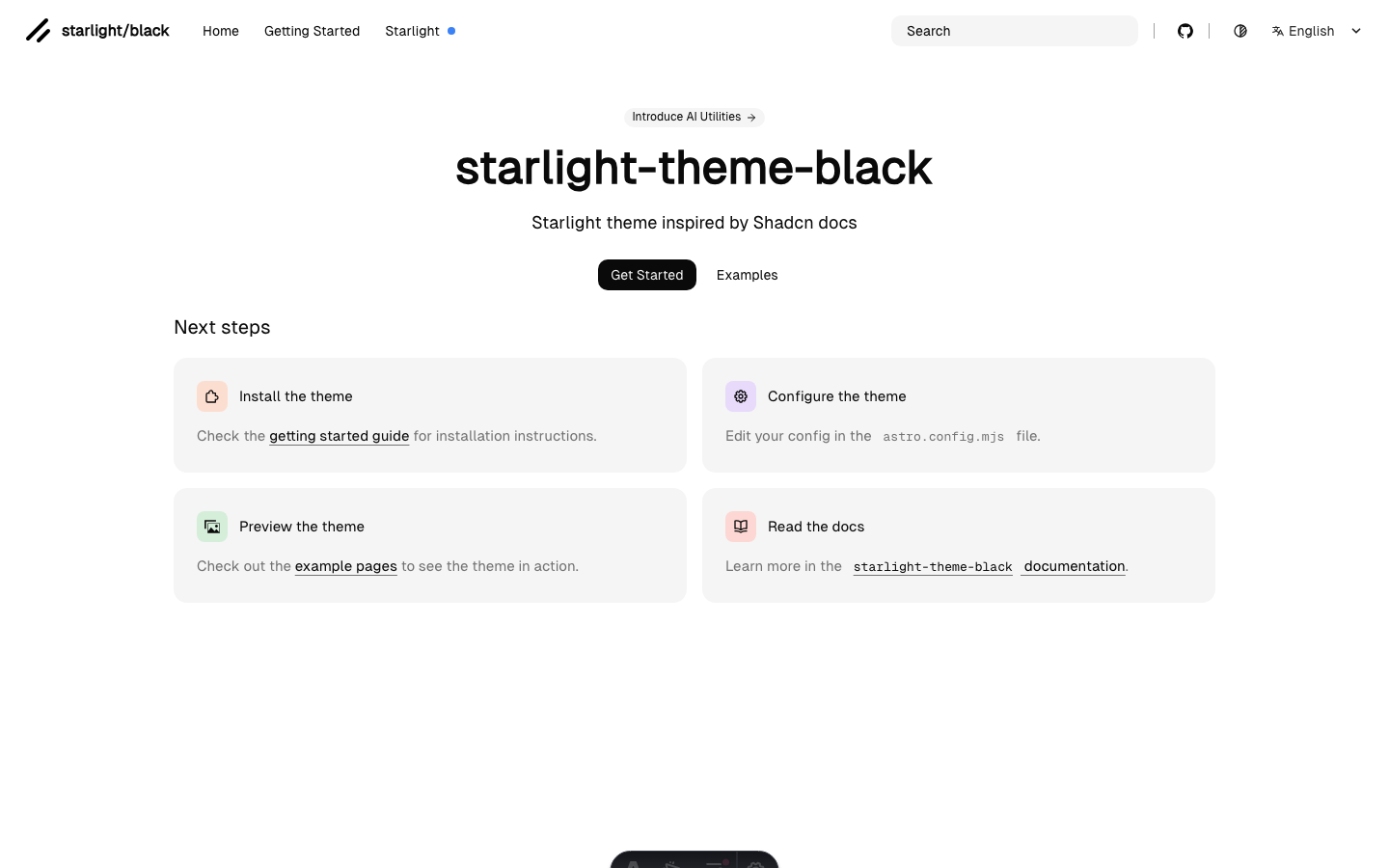 Starlight Black website template preview