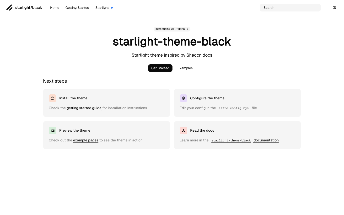 Starlight Black website template preview