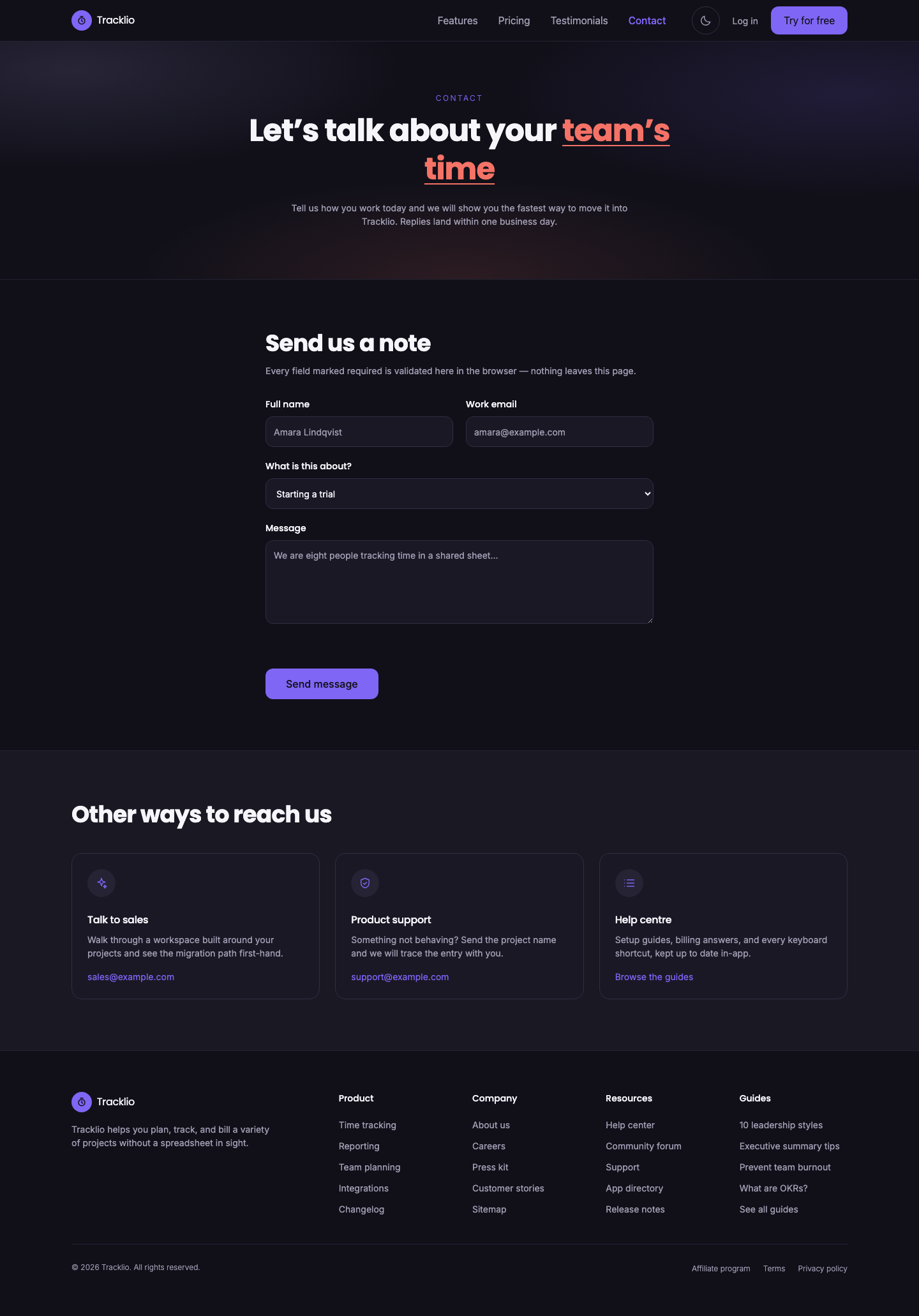 Tracklio website template preview 6