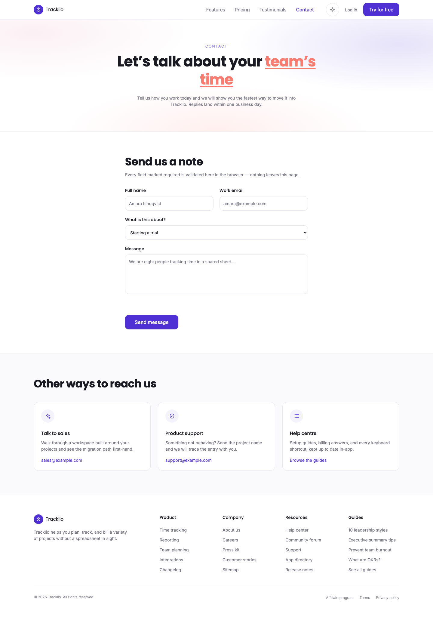 Tracklio website template preview 7