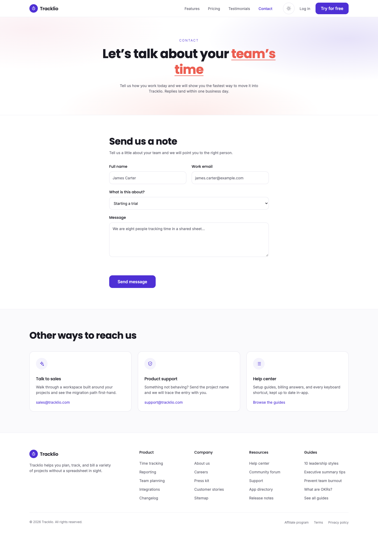 Tracklio website template preview 7