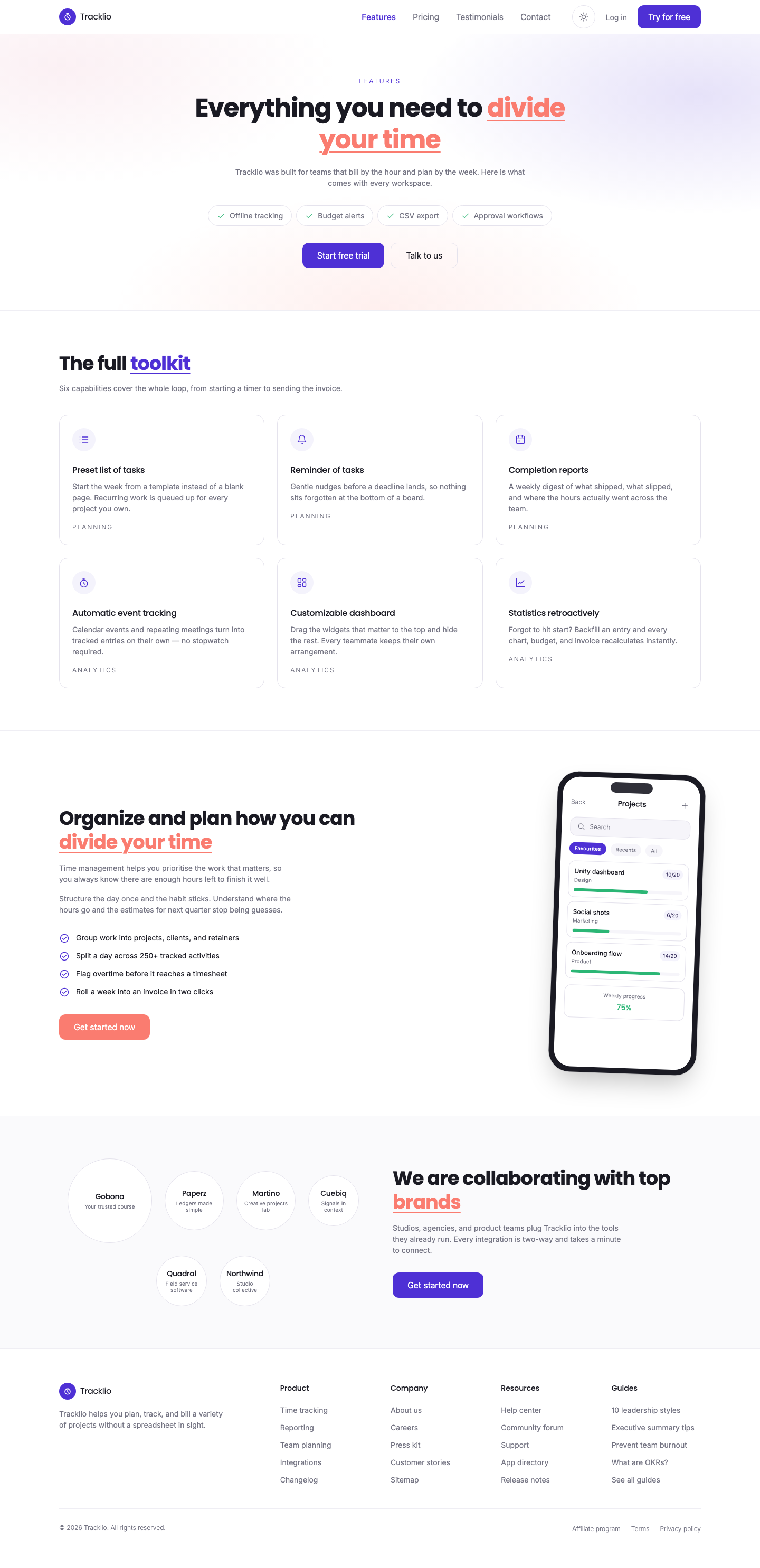 Tracklio website template preview 8