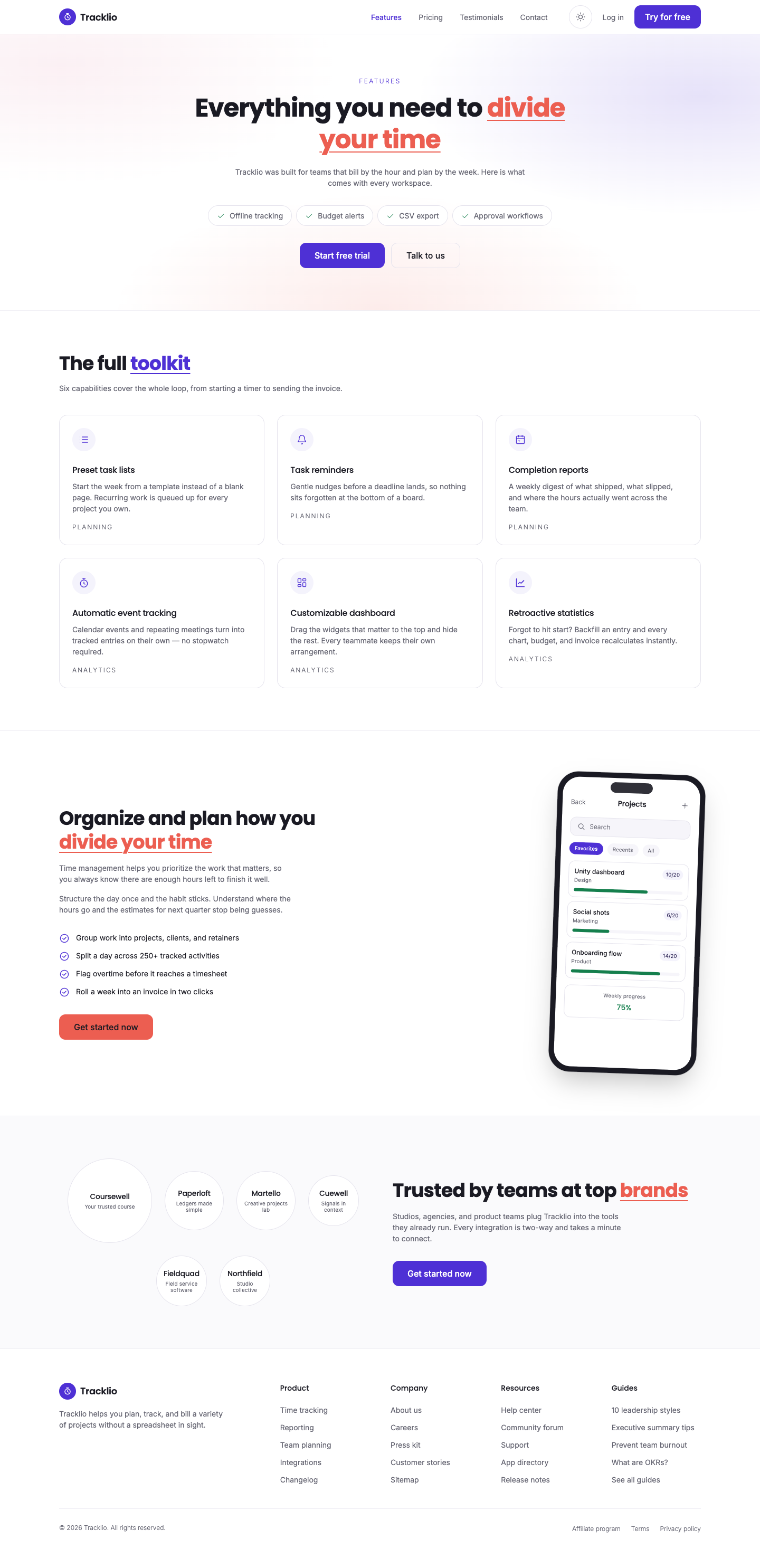 Tracklio website template preview 8
