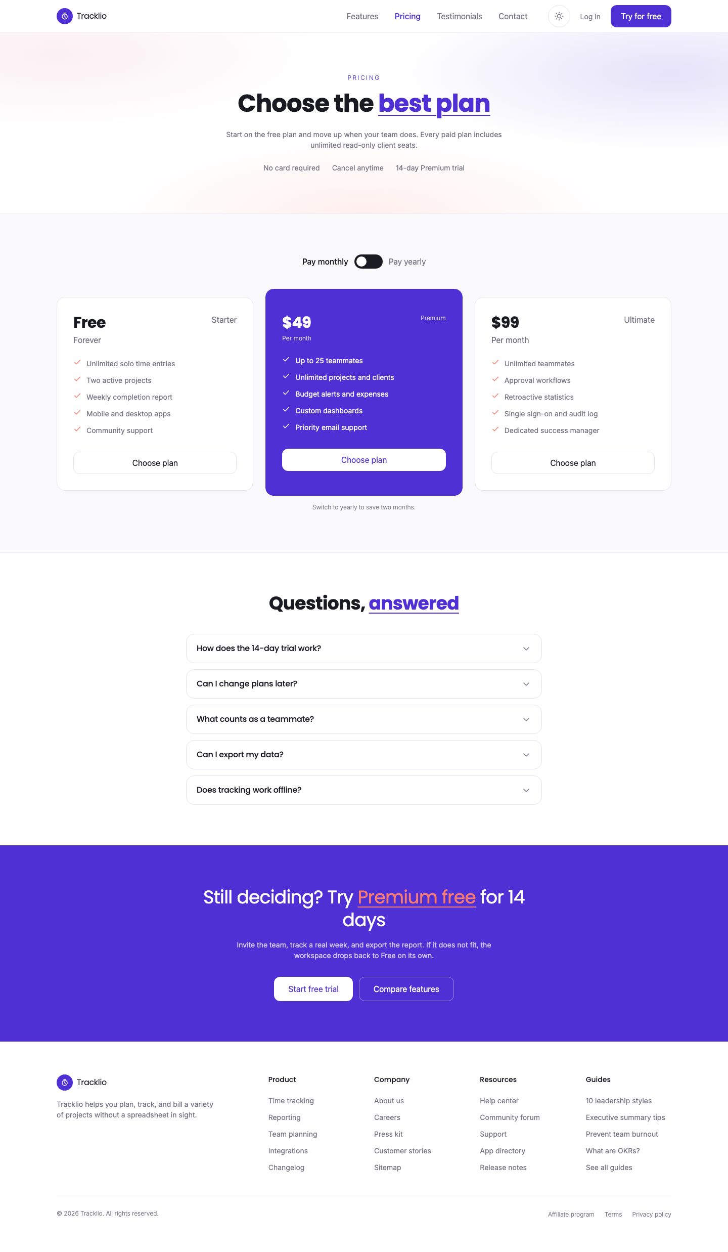 Tracklio website template preview 9