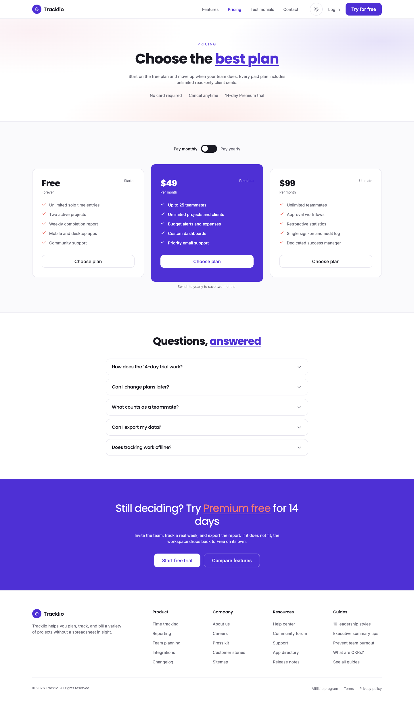 Tracklio website template preview 9