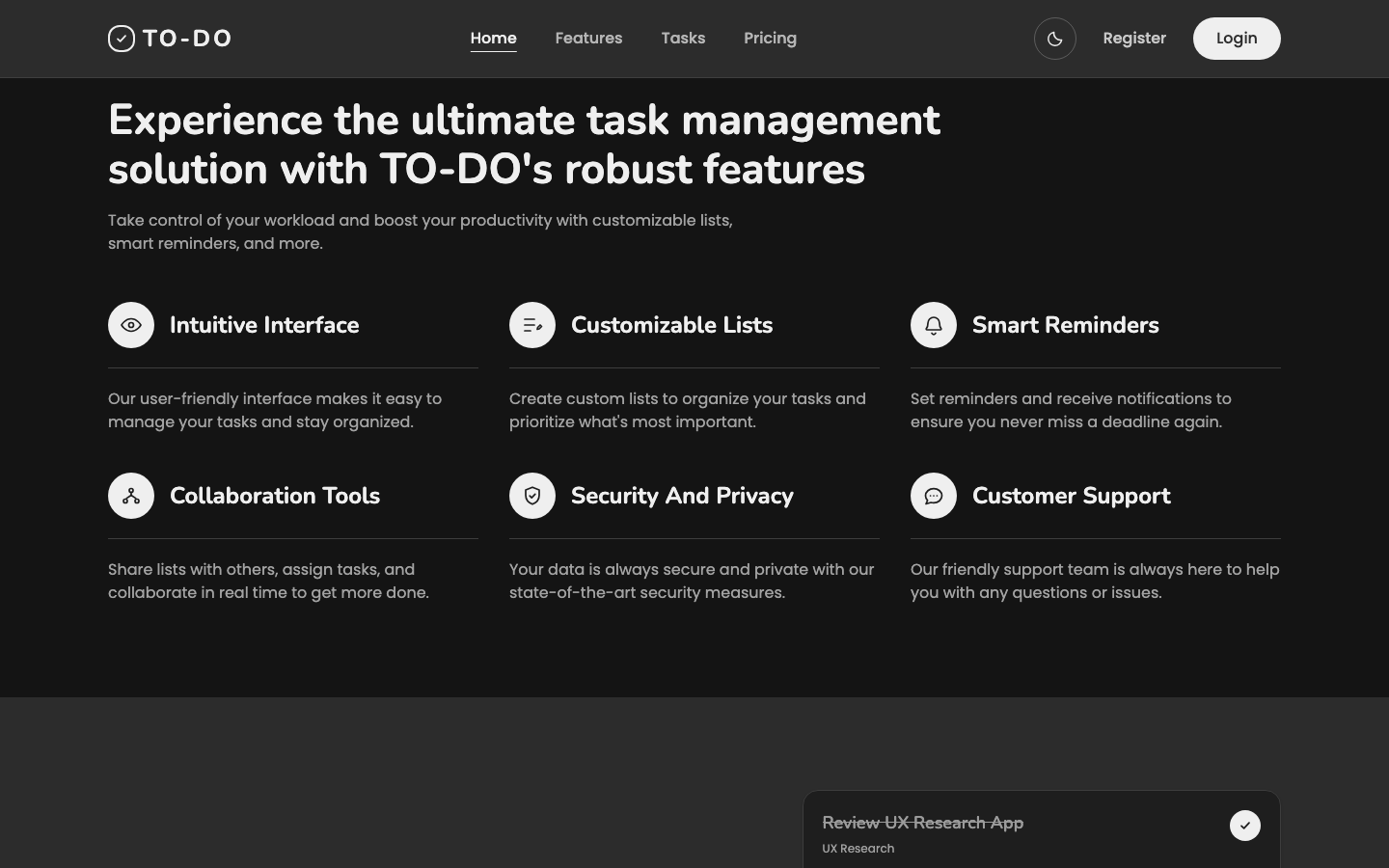 TO-DO website template preview 4