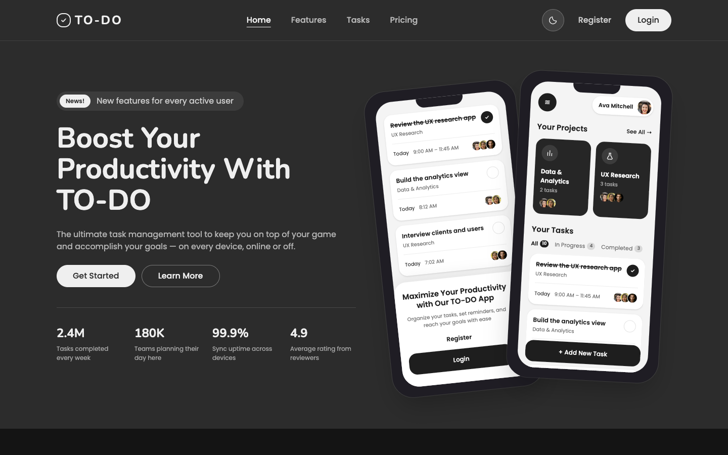 TO-DO website template preview 2