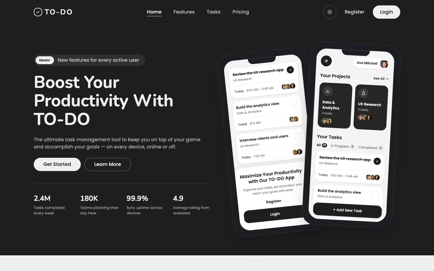 TO-DO website template preview
