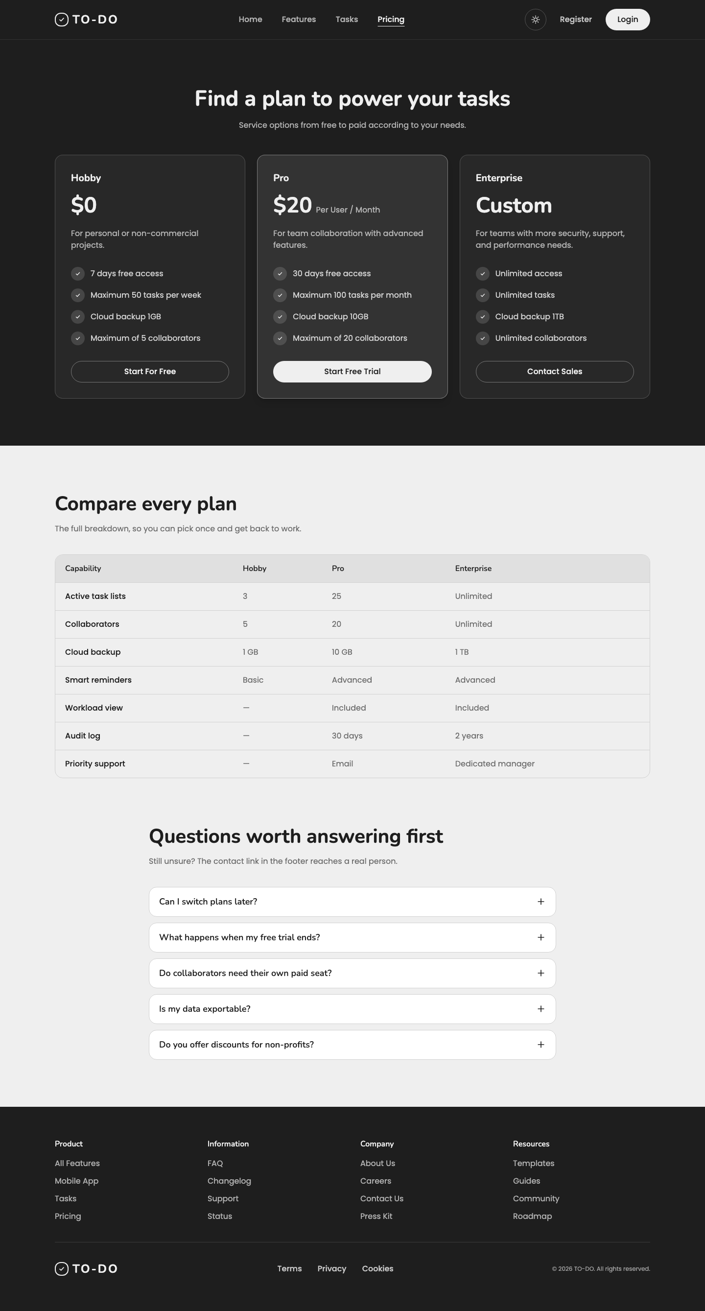 TO-DO website template preview 8