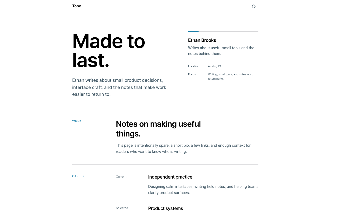 Tone website template preview 3