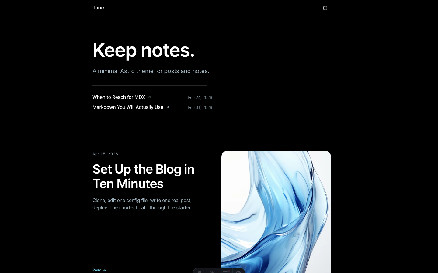 Tone website template — page 2