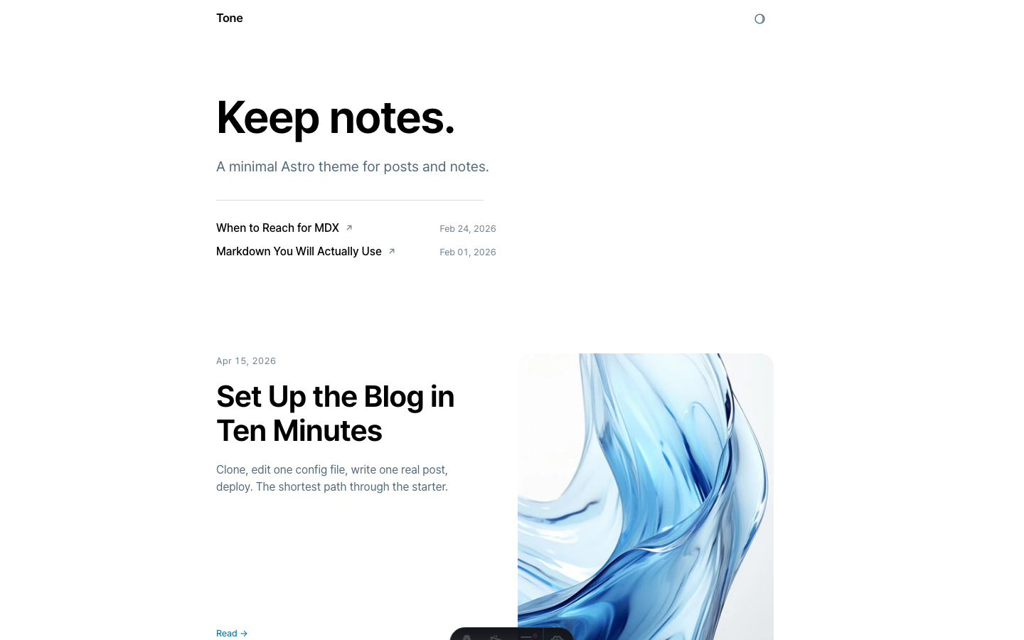 Tone website template preview