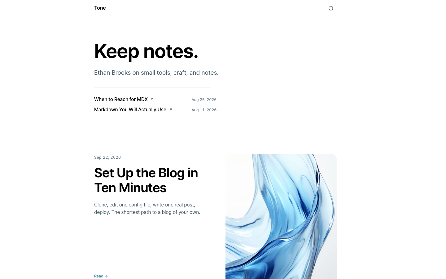 Tone website template preview